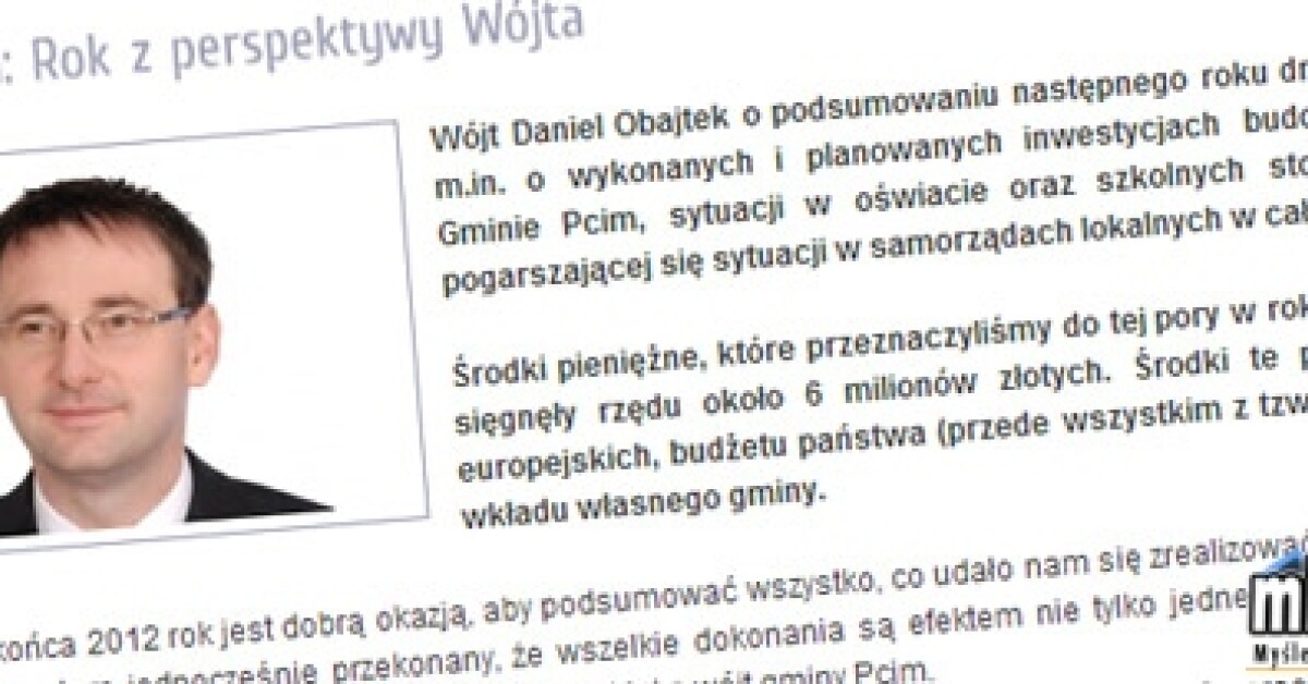 Pcim: Wójt Daniel Obajtek podsumował rok 2012