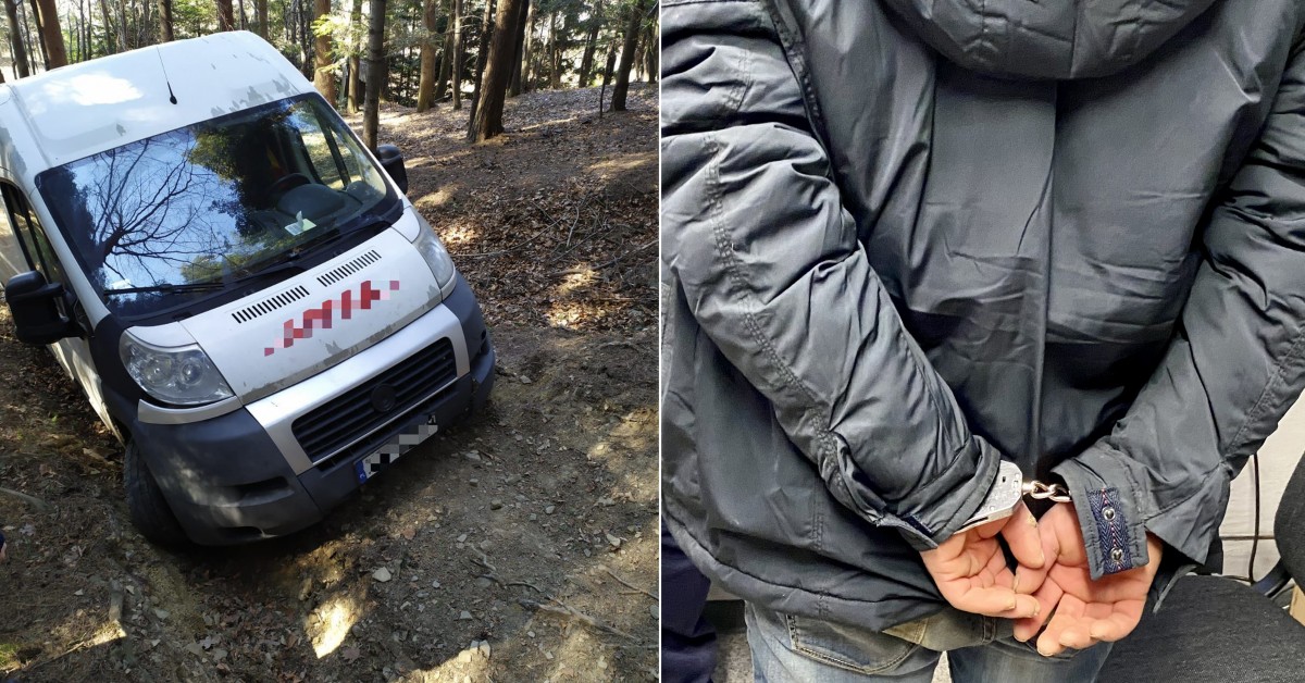 Ukradł kurierowi samochód pełen paczek. Uciekając przed policją utknął w lesie