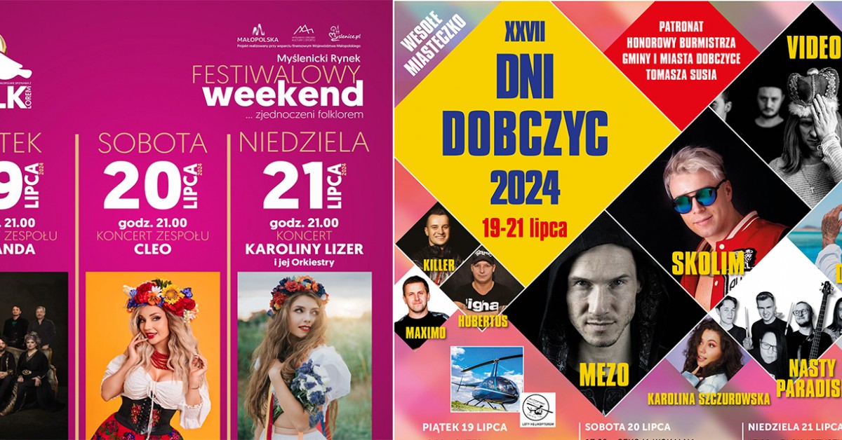 Przed nami rozrywkowy weekend. W Myślenicach święto folkloru, w Dobczycach święto miasta