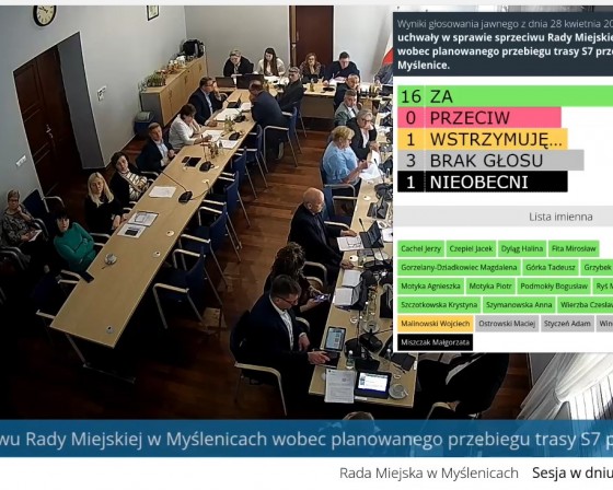 Radni przeciwko przebiegowi trasy S7 przez teren gminy Myślenice