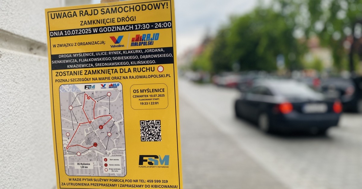 Myślenice. Tymi drogami przejadą rajdowcy. Jakie utrudnienia czekają mieszkańców i kierowców?