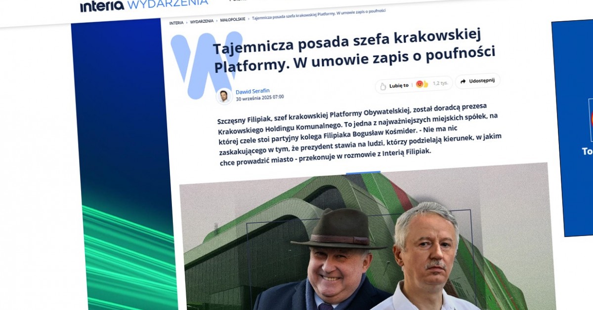 Były wicestarosta bohaterem artykułu o zatrudnieniu w Krakowskim Holdingu Komunalnym
