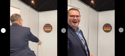 Flaga Niemiec czy karykatura diabła? W co burmistrz Jarosław Szlachetka celował rzutkami podczas konwencji PiS?