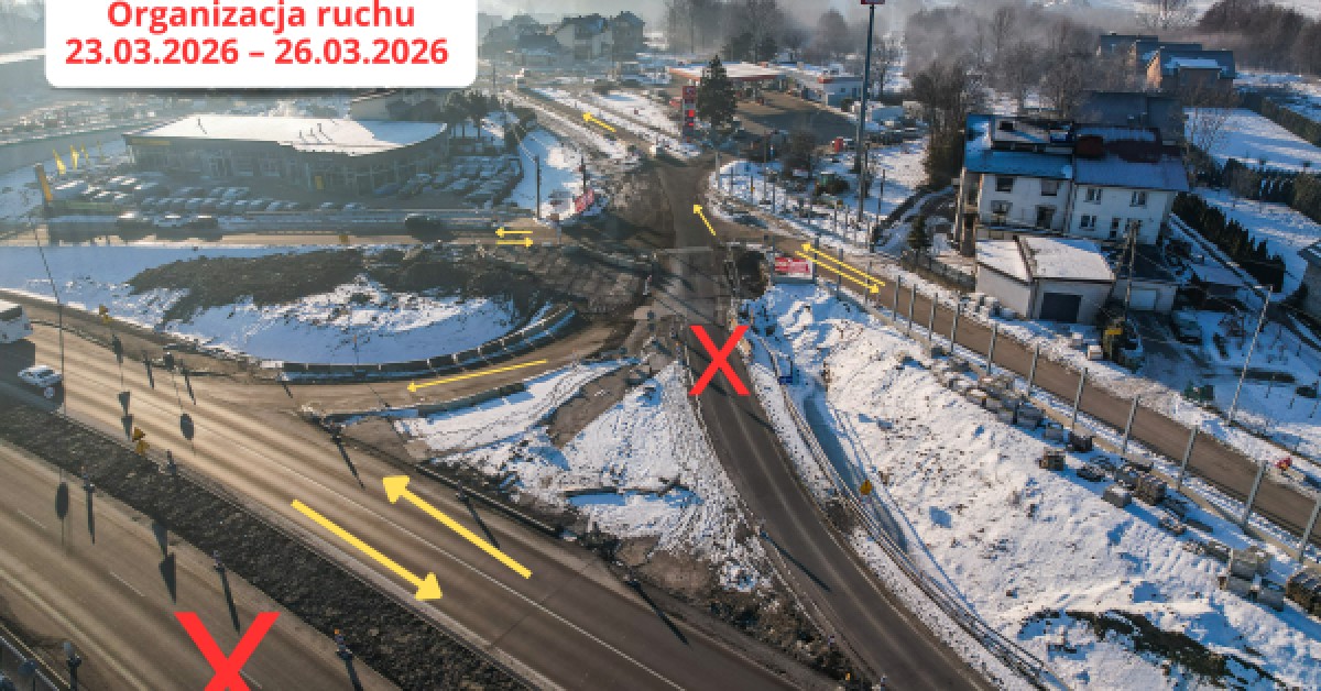 Kolejny tydzień utrudnień i korki na zakopiance w Myślenicach. GDDKiA kontynuuje prace przy budowie węzła