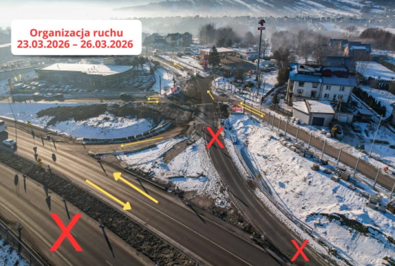 Kolejny tydzień utrudnień i korki na zakopiance w Myślenicach. GDDKiA kontynuuje prace przy budowie węzła