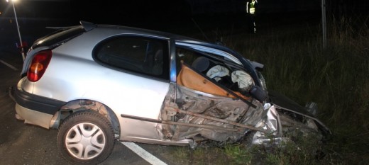 Jasienica. Po pijaku ukradł samochód, spowodował wypadek i uciekł do lasu. Namierzyli go dronem